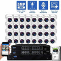 GW Security 32 Channel 5MP H.265 POE/IP Security Camera System, 32ch 4K NVR & 32 × 5MP IP Turret Security Cameras, Video Surveillance System for 24/7 Recording